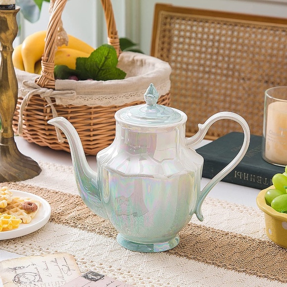 Blue ceramic teapot